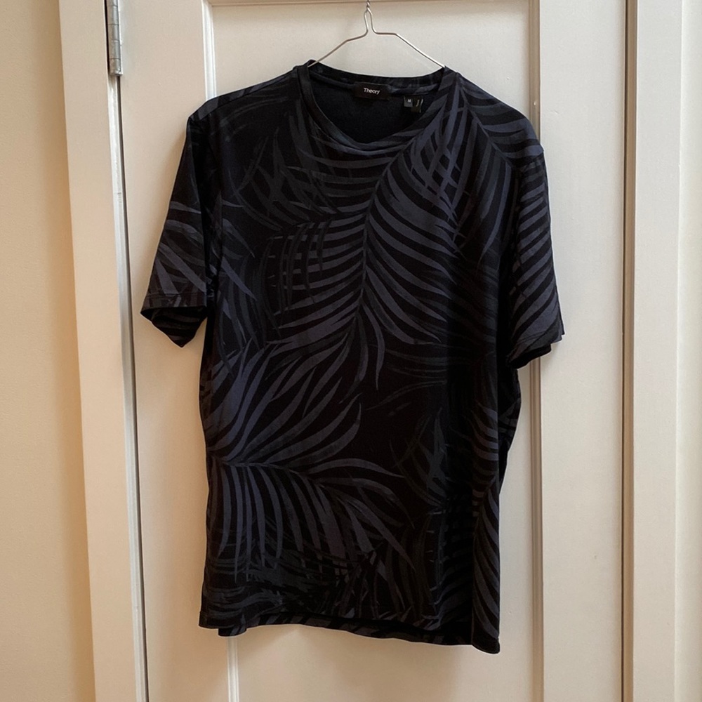 Theory men’s medium black patterned cotton t-shirt